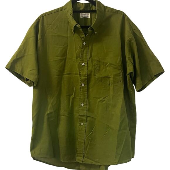 Vintage 60s Brent Green Button Down Short Sleeve Shirt Adult XL - Picture 1 of 3